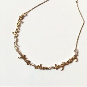 Rare Vintage Disney Couture Gold Tone Necklace “Believing is just the Beginning”